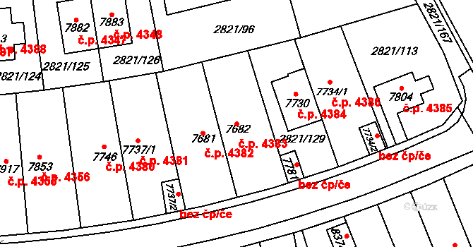 Kroměříž 4383 na parcele st. 7682 v KÚ Kroměříž, Katastrální mapa