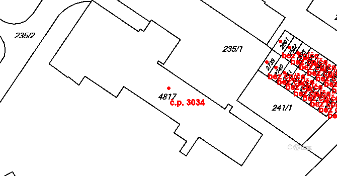 Zábřeh 3034, Ostrava na parcele st. 4817 v KÚ Zábřeh nad Odrou, Katastrální mapa