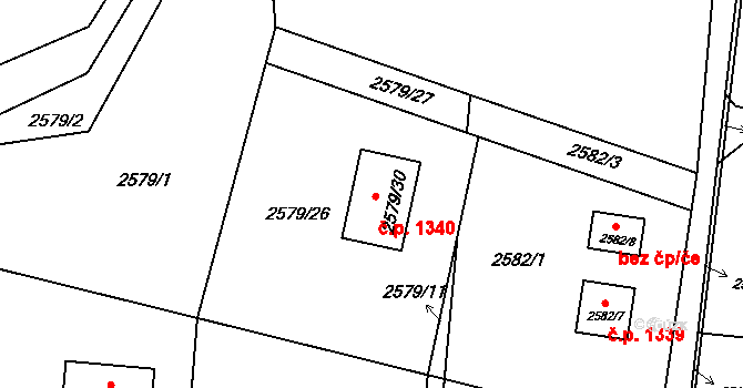 Poruba 1340, Orlová na parcele st. 2579/30 v KÚ Poruba u Orlové, Katastrální mapa