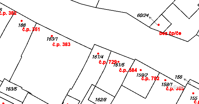 Lednice 729 na parcele st. 161/4 v KÚ Lednice na Moravě, Katastrální mapa
