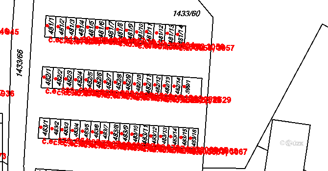 Příluky 2526,2528, Zlín na parcele st. 482/13 v KÚ Příluky u Zlína, Katastrální mapa
