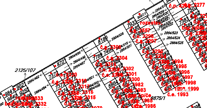 Hodonín 2304 na parcele st. 7490 v KÚ Hodonín, Katastrální mapa