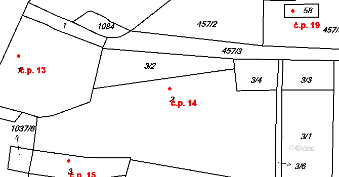 Krašovice 14, Čížová na parcele st. 2 v KÚ Krašovice u Čížové, Katastrální mapa