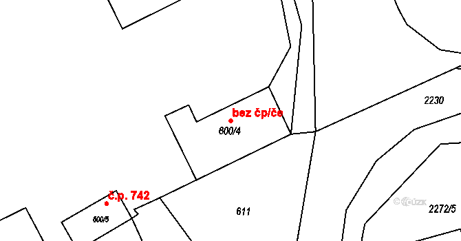 Velká Bystřice 47387157 na parcele st. 600/4 v KÚ Velká Bystřice, Katastrální mapa