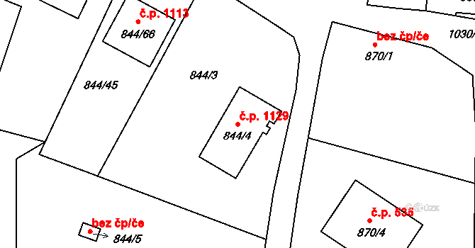 Srubec 1129 na parcele st. 844/4 v KÚ Srubec, Katastrální mapa