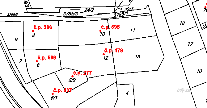 Nivnice 179 na parcele st. 12 v KÚ Nivnice, Katastrální mapa