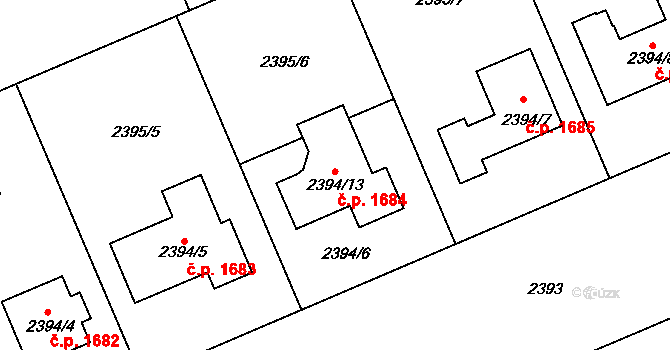 Holešov 1684 na parcele st. 2394/13 v KÚ Holešov, Katastrální mapa