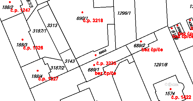 Šumperk 3235 na parcele st. 690/5 v KÚ Šumperk, Katastrální mapa