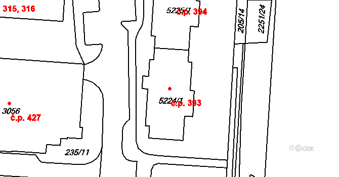 Pražské Předměstí 393, Písek na parcele st. 5224/1 v KÚ Písek, Katastrální mapa