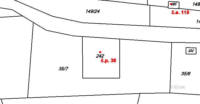 Trnová 38 na parcele st. 242 v KÚ Trnová u Jíloviště, Katastrální mapa