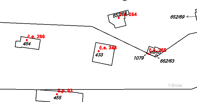 Třebenice 348, Štěchovice na parcele st. 433 v KÚ Štěchovice u Prahy, Katastrální mapa