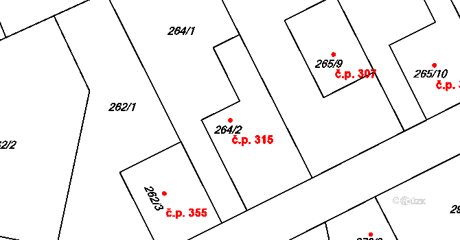 Josefov 315, Jaroměř na parcele st. 264/2 v KÚ Josefov u Jaroměře, Katastrální mapa