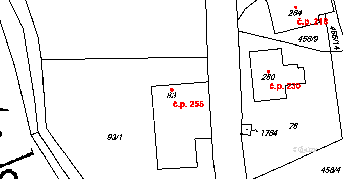 Ruprechtice 255, Meziměstí na parcele st. 83 v KÚ Ruprechtice u Broumova, Katastrální mapa