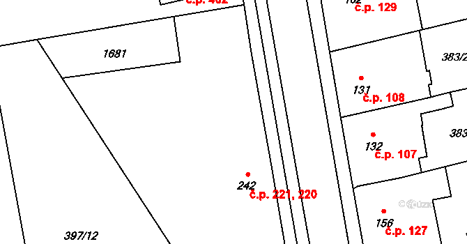 Opatovice nad Labem 220,221 na parcele st. 242 v KÚ Opatovice nad Labem, Katastrální mapa