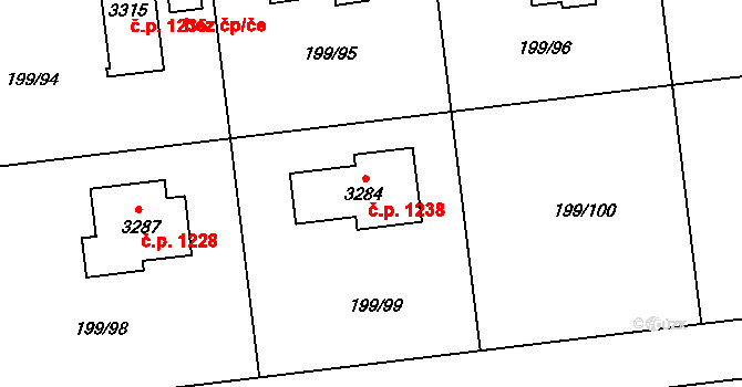 Sezimovo Ústí 1238 na parcele st. 3284 v KÚ Sezimovo Ústí, Katastrální mapa