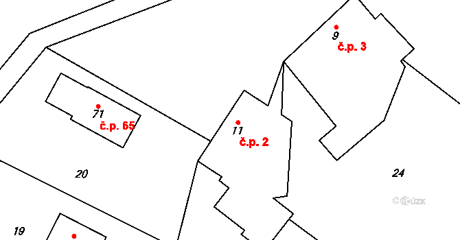Karolín 2, Rájec-Jestřebí na parcele st. 11 v KÚ Karolín, Katastrální mapa