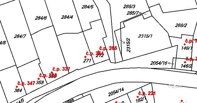 Svitávka 265 na parcele st. 272 v KÚ Svitávka, Katastrální mapa