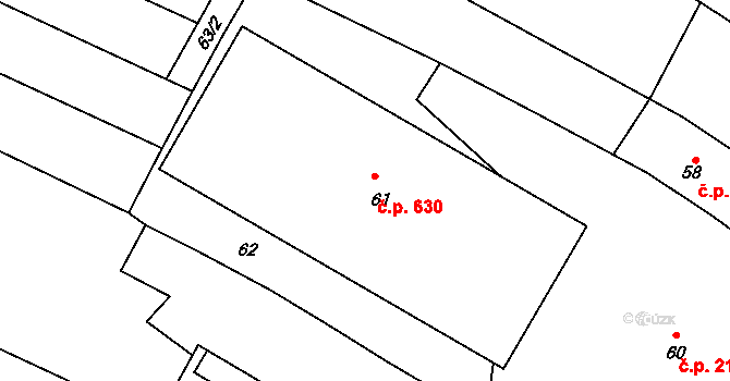 Spytihněv 630 na parcele st. 61 v KÚ Spytihněv, Katastrální mapa