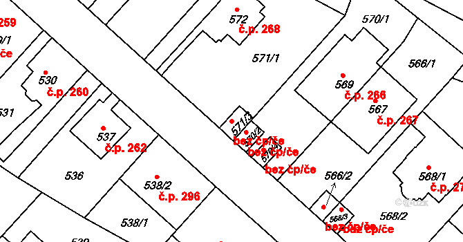 Litoměřice 81488157 na parcele st. 571/3 v KÚ Pokratice, Katastrální mapa