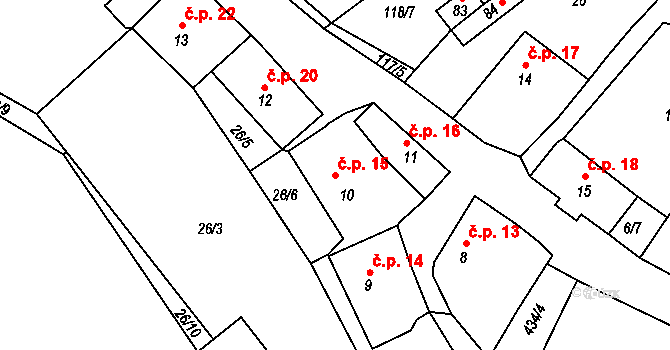 Pěčnov 15 na parcele st. 10 v KÚ Pěčnov, Katastrální mapa