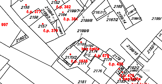 Pohořelice 89352157 na parcele st. 2172/3 v KÚ Pohořelice nad Jihlavou, Katastrální mapa