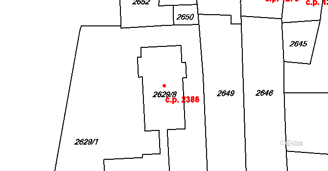Louny 2386 na parcele st. 2629/8 v KÚ Louny, Katastrální mapa