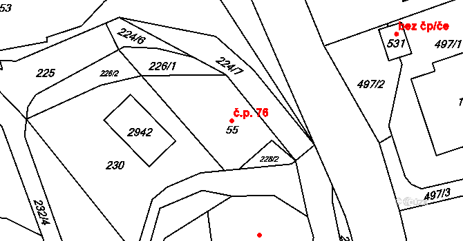 Dolní Lánov 76 na parcele st. 55 v KÚ Dolní Lánov, Katastrální mapa