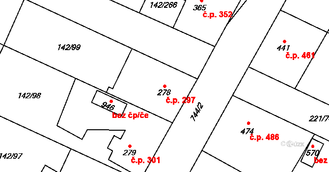 Chotěšov 297 na parcele st. 278 v KÚ Chotěšov, Katastrální mapa