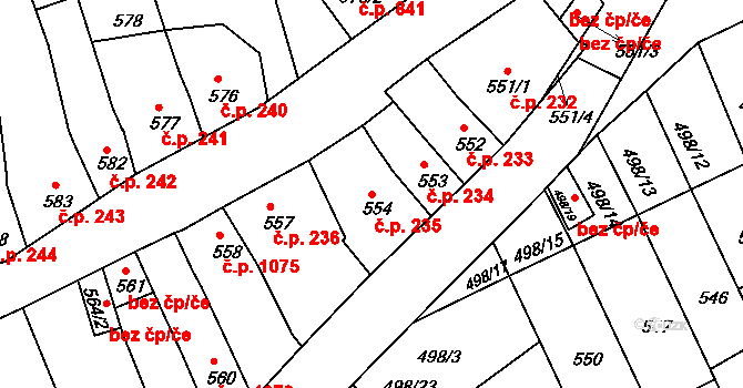 Holešov 235 na parcele st. 554 v KÚ Holešov, Katastrální mapa