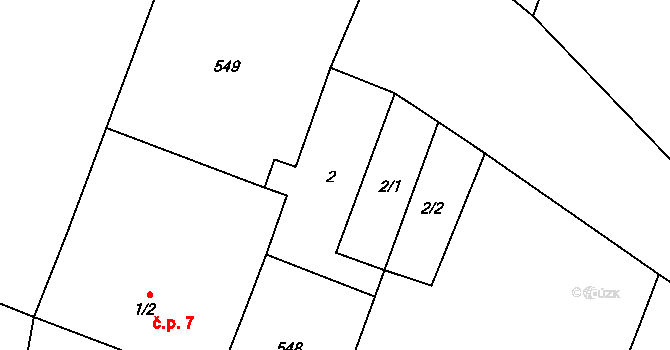 Křečovice 7, Onomyšl na parcele st. 1/2 v KÚ Křečovice u Onomyšle, Katastrální mapa