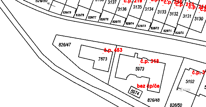 Václavské Předměstí 453, Písek na parcele st. 7673 v KÚ Písek, Katastrální mapa
