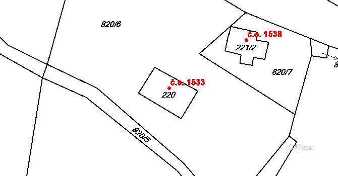 Hrabětice 1533, Janov nad Nisou na parcele st. 220 v KÚ Janov nad Nisou, Katastrální mapa