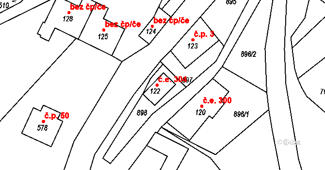 Michovka 304, Koberovy na parcele st. 122 v KÚ Besedice, Katastrální mapa