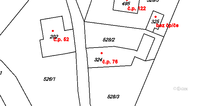 Jistebsko 76, Pěnčín na parcele st. 324 v KÚ Jistebsko, Katastrální mapa