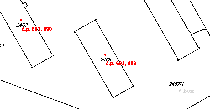 Lyžbice 692,693, Třinec na parcele st. 2465 v KÚ Lyžbice, Katastrální mapa