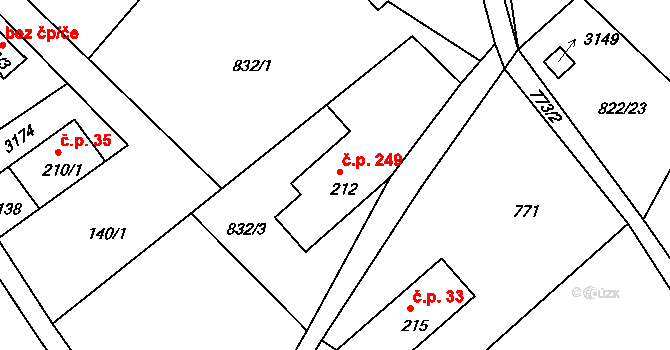 Heřmanice v Podještědí 249, Jablonné v Podještědí na parcele st. 212 v KÚ Heřmanice v Podještědí, Katastrální mapa