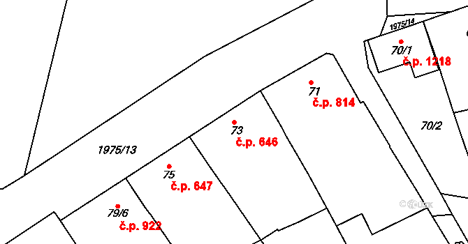 Mistřín 646, Svatobořice-Mistřín na parcele st. 73 v KÚ Mistřín, Katastrální mapa