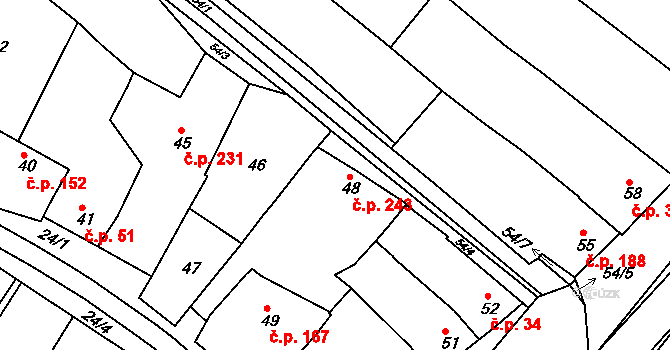 Svatobořice 243, Svatobořice-Mistřín na parcele st. 48 v KÚ Svatobořice, Katastrální mapa