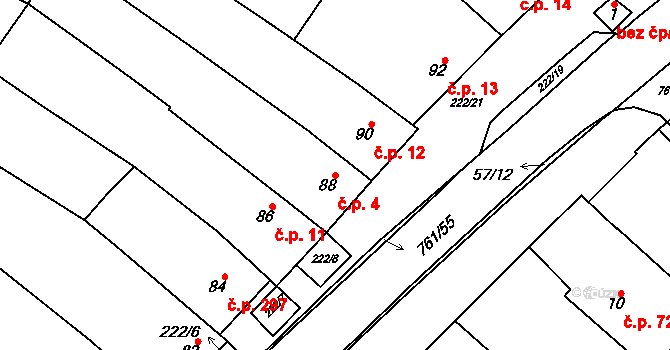 Zarazice 4, Veselí nad Moravou na parcele st. 88 v KÚ Zarazice, Katastrální mapa