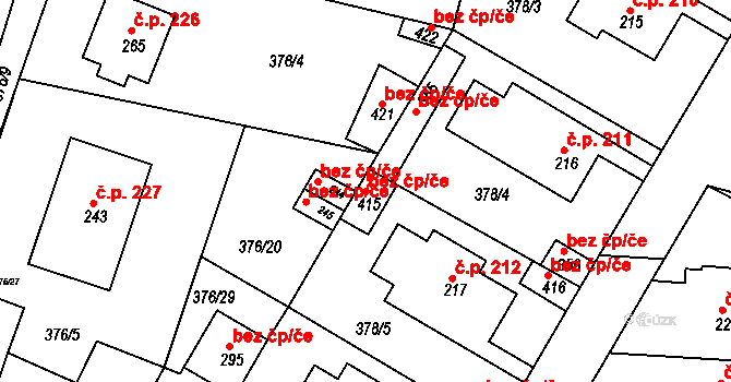Cvrčovice 149699158 na parcele st. 415 v KÚ Cvrčovice, Katastrální mapa