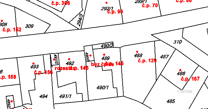 Děčín VII-Chrochvice 145, Děčín na parcele st. 489 v KÚ Chrochvice, Katastrální mapa