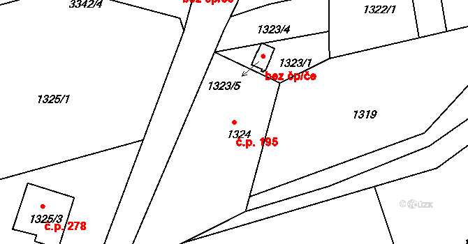 Podmoklice 195, Semily na parcele st. 1324 v KÚ Semily, Katastrální mapa