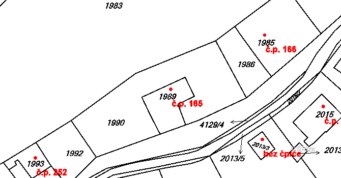 Semily 165 na parcele st. 1989 v KÚ Semily, Katastrální mapa