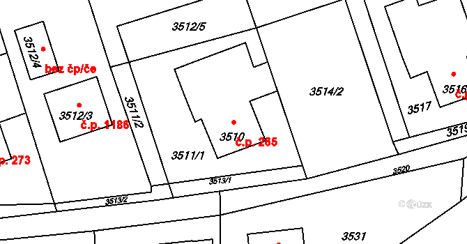 Lutyně 265, Orlová na parcele st. 3510 v KÚ Horní Lutyně, Katastrální mapa