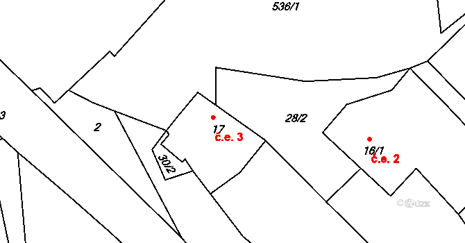 Chvalčovice 3, Bílá na parcele st. 17 v KÚ Chvalčovice, Katastrální mapa