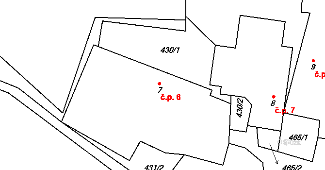 Zechovice 6, Volyně na parcele st. 7 v KÚ Zechovice, Katastrální mapa