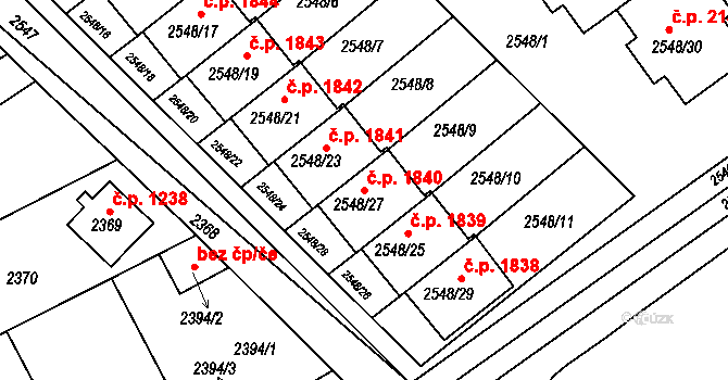 Turnov 1840 na parcele st. 2548/27 v KÚ Turnov, Katastrální mapa