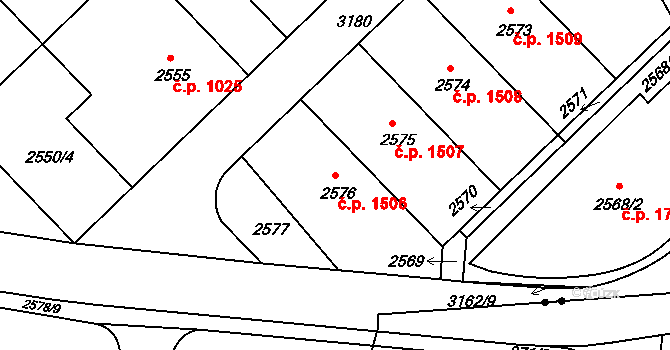 Nusle 1506, Praha na parcele st. 2576 v KÚ Nusle, Katastrální mapa