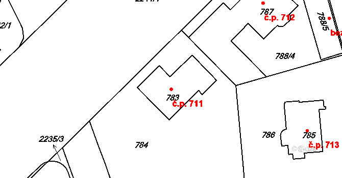 Střešovice 711, Praha na parcele st. 783 v KÚ Střešovice, Katastrální mapa