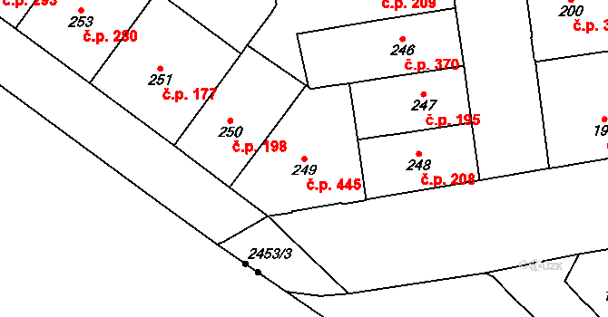 Vršovice 445, Praha na parcele st. 249 v KÚ Vršovice, Katastrální mapa